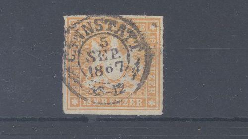 Württemberg Michel Nummer 34, 18 Kreuzer 1865 gestempelt