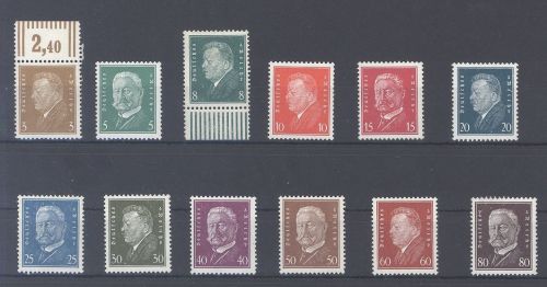 Dt. Reich Michel Nummer 410-22 Reichspräsidenten fast komplett **