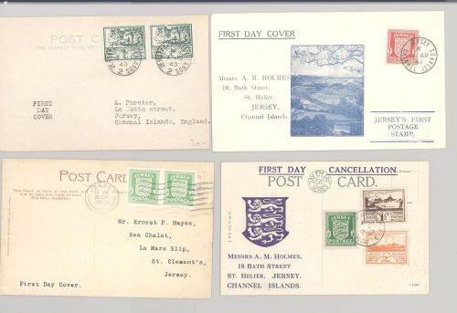 Dt. Bes. 2. WK Jersey, 4 verschiedene FDC als Posten