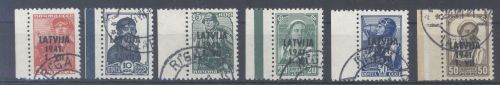 Dt. Bes. 2. WK Lettland Michel Nummer 1-6 Freimarken 1941 gestempelt