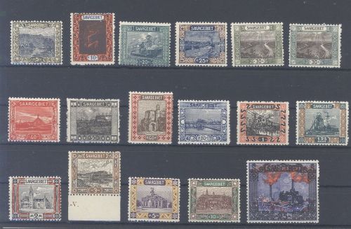 Saargebiet Michel Nummer 70-83, Freimarken 1921 ungebraucht *