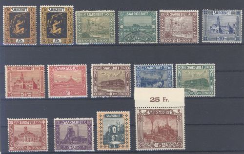 Saargebiet Michel Nummer 84-97, Freimarken 1922-23 */**/gestempelt