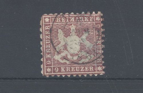 Württemberg Michel Nummer 24, 9 Kreuzer Freimarken 1862 gestempelt