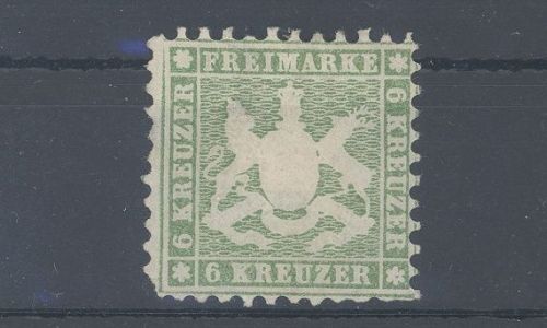 Württemberg Michel Nummer 23, 6 Kreuzer 1862 ungebraucht (*)