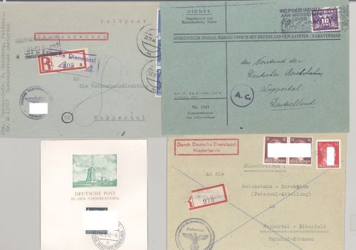 Dt. Bes. 2. WK Dienstpost Niederlande, interessanter Posten mit Belegen