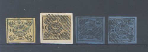 Braunschweig Michel Nummer 6 und 7 a-b aus 1853 gestempelt, geprüft