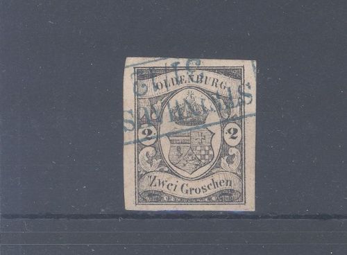 Oldenburg Michel Nummer 7, 2 Sgr. 1859-61 gestempelt, geprüft