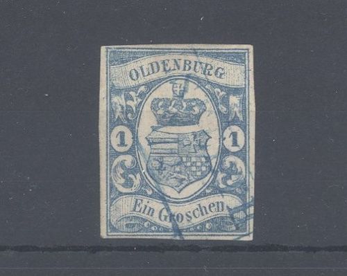 Oldenburg Michel Nummer 12a, 1 Groschen 1861 gestempelt, geprüft