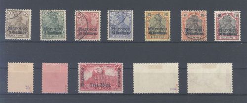 Deutsche Post Marokko Mi.Nr. 7-18 aus Freimarken 1900-13 gestempelt
