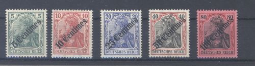 Deutsche Post Türkei Michel Nr. 48-52, Freimarken 1908 ungebraucht *