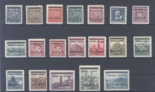 Dt. Bes. 2. WK Böhmen & Mähren Michel Nr 1-19 Freimarken 1939-40 **