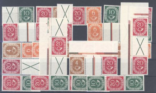 Bund, Posthorn Zusammendrucke 1951 als komplette Serie **