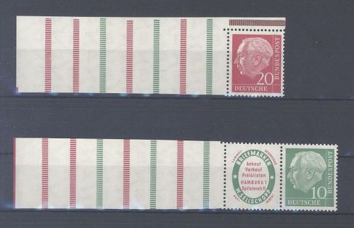 Bund Zusammendruck Michel Nummer RL 1 + RL 2 Heuss 1955 **