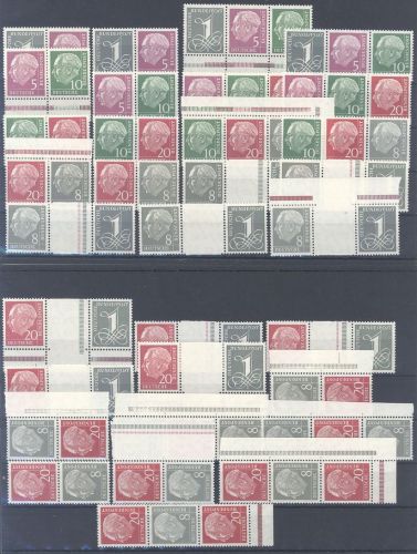 Bund, Heuss 1958-60 Zusammendrucke fast komplett **