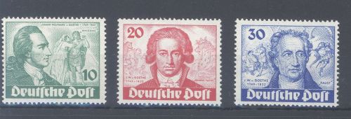 Berlin Michel Nummer 61-63, Goethe 1949 **, geprüft BPP