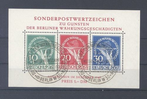 Berlin Block 1 I, Währungsgeschädigte 1949 mit SST, geprüft BPP