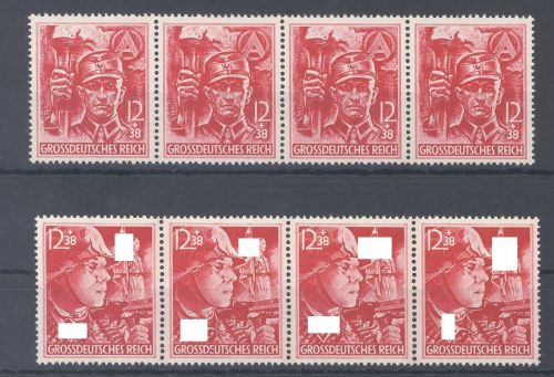 Dt. Reich Michel Nummer 909-10, Freimarken 1945 in ** Viererstreifen