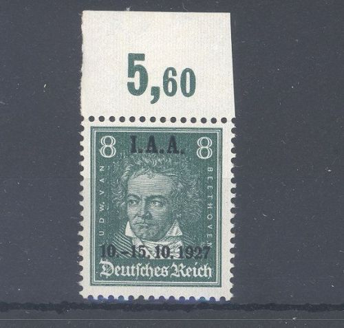 Dt. Reich Michel Nummer 407, 8 Pfg. IAA 1927 ** vom Oberrand
