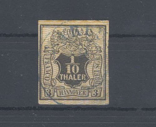 Hannover Michel Nummer 7, 1-10 Thaler Freimarke 1855 gestempelt
