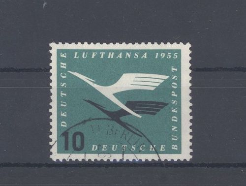 Bund Michel Nummer 206 I, 10 Pfg. 1955 mit PF I gestempelt, gp. BPP