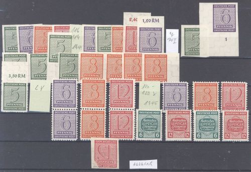 SBZ, ** Posten aus Michel Nummer 116-25 auf Steckkarte