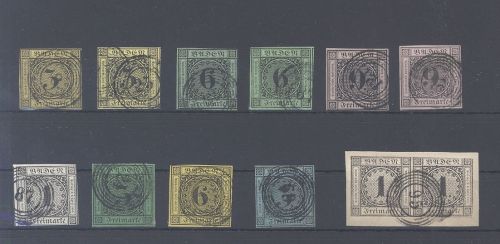 Baden Michel Nummer 2-8 aus 1851-58 überkomplett gestempelt