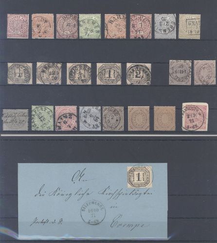 Norddt. Bund, */gestempelter Posten mit Beleg auf Steckkarte