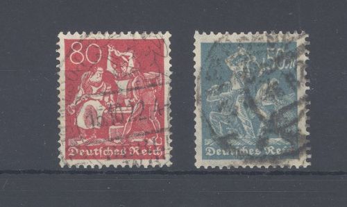 Dt. Reich Michel Nummer 186 und 245 aus 1921-22 gestempelt, geprüft
