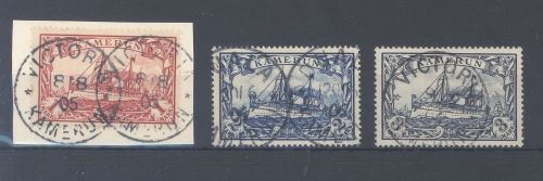 Dt. Kolonien Kamerun Michel Nummer 16-18 aus 1900 gestempelt