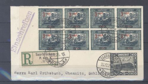 Saargebiet, R - Brief 1921 schöne Frankatur aus St. Wendel