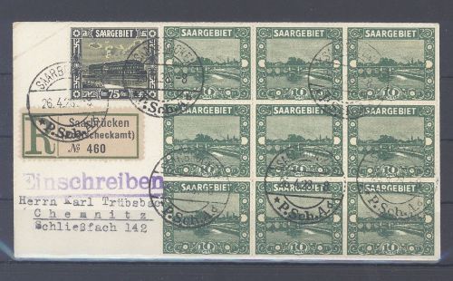 Saargebiet, R - Brief 1921 schöne Frankatur aus St. Wendel