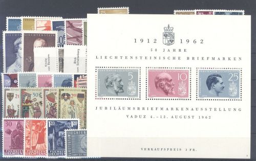 Liechtenstein Michel Nummer 389-426, Jahre 1960-62 ** auf Steckkarte