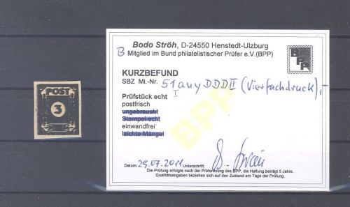 SBZ Michel Nummer 51 auy DDD II, 3 Pf. 1945 **, Befund BPP