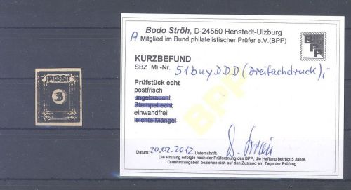 SBZ Michel Nummer 51 b uy DDD 3 Pf. 1945 **, Befund BPP