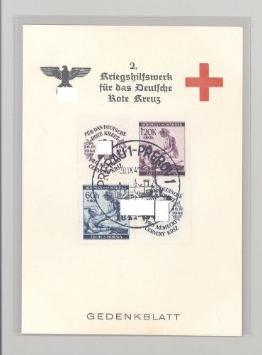 Dt. Bes. 2. WK Böhmen & Mähren, Gedenkblatt Rotes Kreuz mit SST