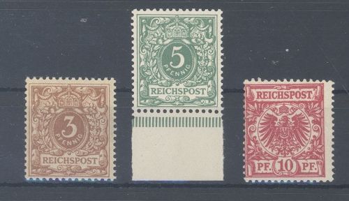 Dt. Reich, 3 ** Werte aus Mi.Nr. 42-50, Adler - Krone 1889, geprüft BPP