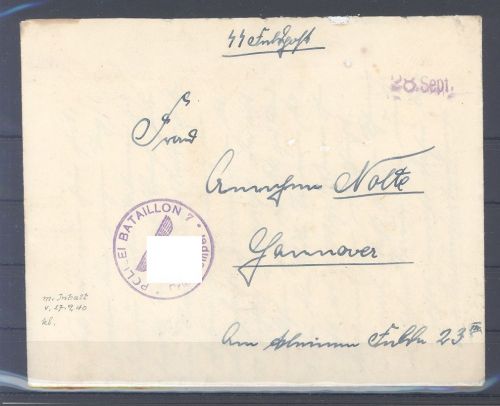 Dt. Feldpost 2. WK, FP Brief 1940 vom Polizei Batallion mit Inhalt