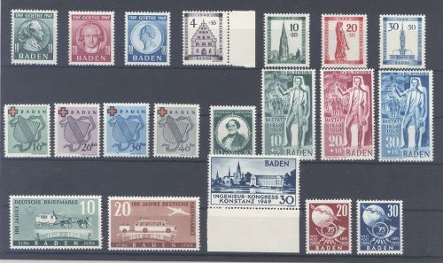 Franz. Zone Baden Michel Nummer 38-57 aus 1949 **