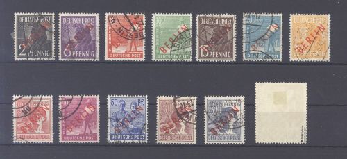 Berlin Michel Nummer 21-33 aus Rotaufdruck gestempelt, 33 gp. BPP