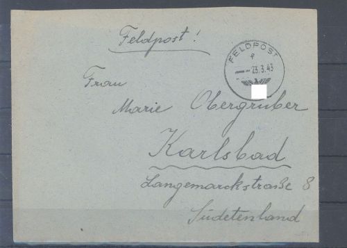 Dt. Feldpost 2. WK, Brief 1943 eines tschechischen Soldaten aus Paris