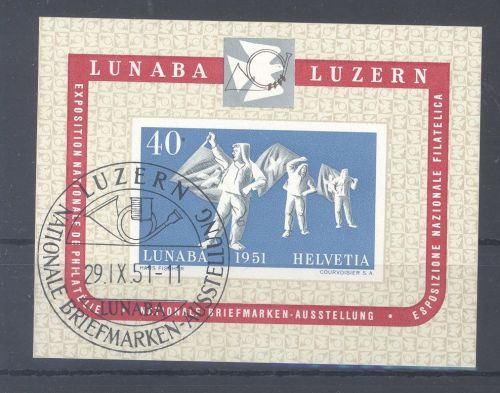 Schweiz Block 14, LUNABA 1951 gestempelt mit SST