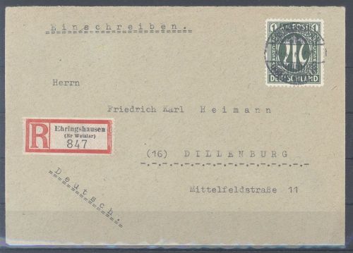Bizone, R - Brief mit Michel Nummer 35, 1 Mark AM Post, geprüft BPP