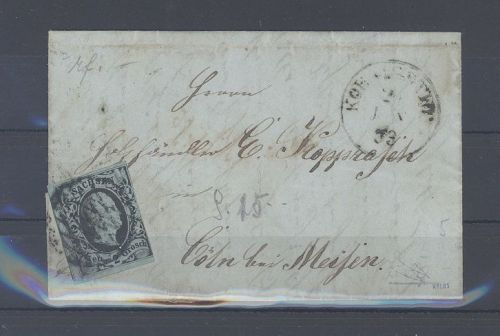 Sachsen, Brief mit Michel Nr. 5, 2 Ngr. Freimarke 1851 als EF, signiert