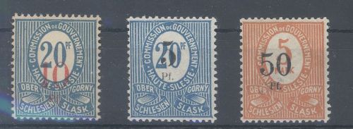 Dt. Abstimmung Oberschlesien Michel Nr. 10-12, Freimarken 1920 **
