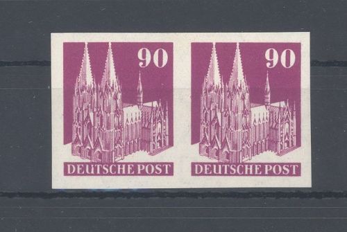 Bizone Michel Nummer 96, 90 Pfg Bauten 1948 ungezähnt * Paar