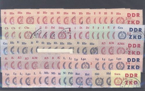 DDR Dienst C Michel Nummer 31-45, Freimarken 1964 gestempelt