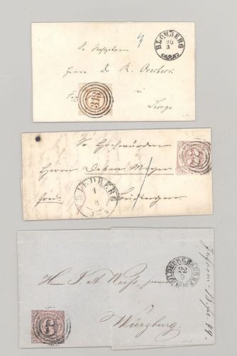 Thurn & Taxis, 3 Briefe mit verschiedenen Frankaturen als Posten