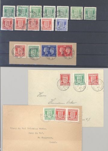 Dt. Bes. 2. WK Guernsey, gestempelter Posten mit auch 2 Briefen