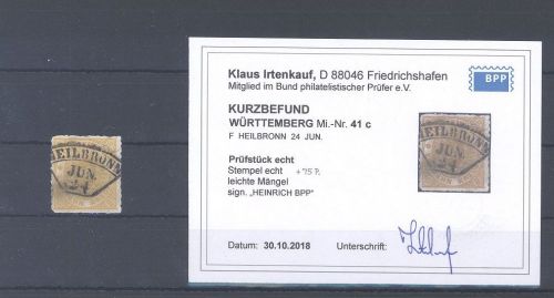 Württemberg Mi.Nr. 41c, 14 Kreuzer 1869 gestempelt, Befund BPP
