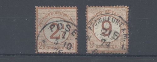 Dt. Reich Michel Nr. 29-30, Freimarken 1874 gestempelt
